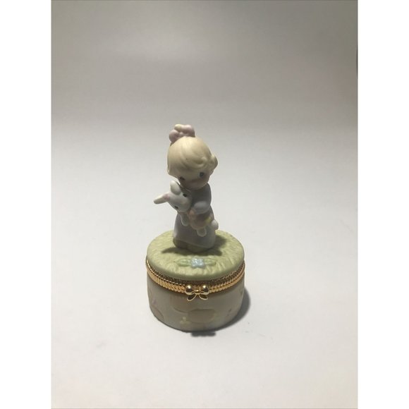 VINTAGE PRECIOUS MOMENTS TRINKET BOX 1998 & ENESCO LETS BE FRIENDS FIGURINE 1991 - Picture 4 of 10